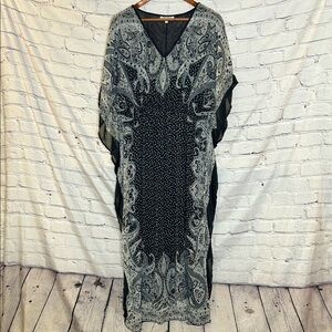 Speed Control New York Black Gray Paisley Kaftan Maxi Dress Size 3X